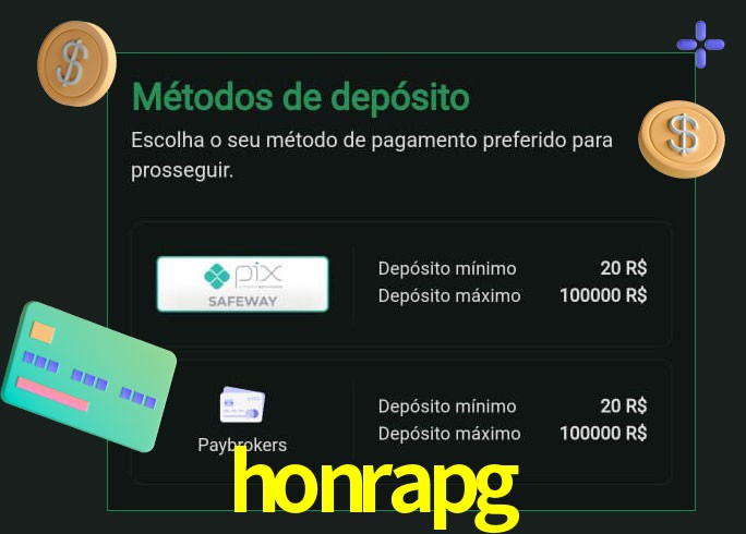 O cassino honrapg oferece uma grande variedade de métodos de pagamento
